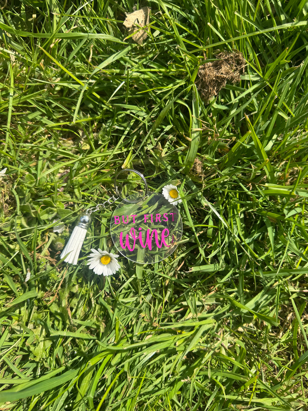 “But First, Wine” - keychain