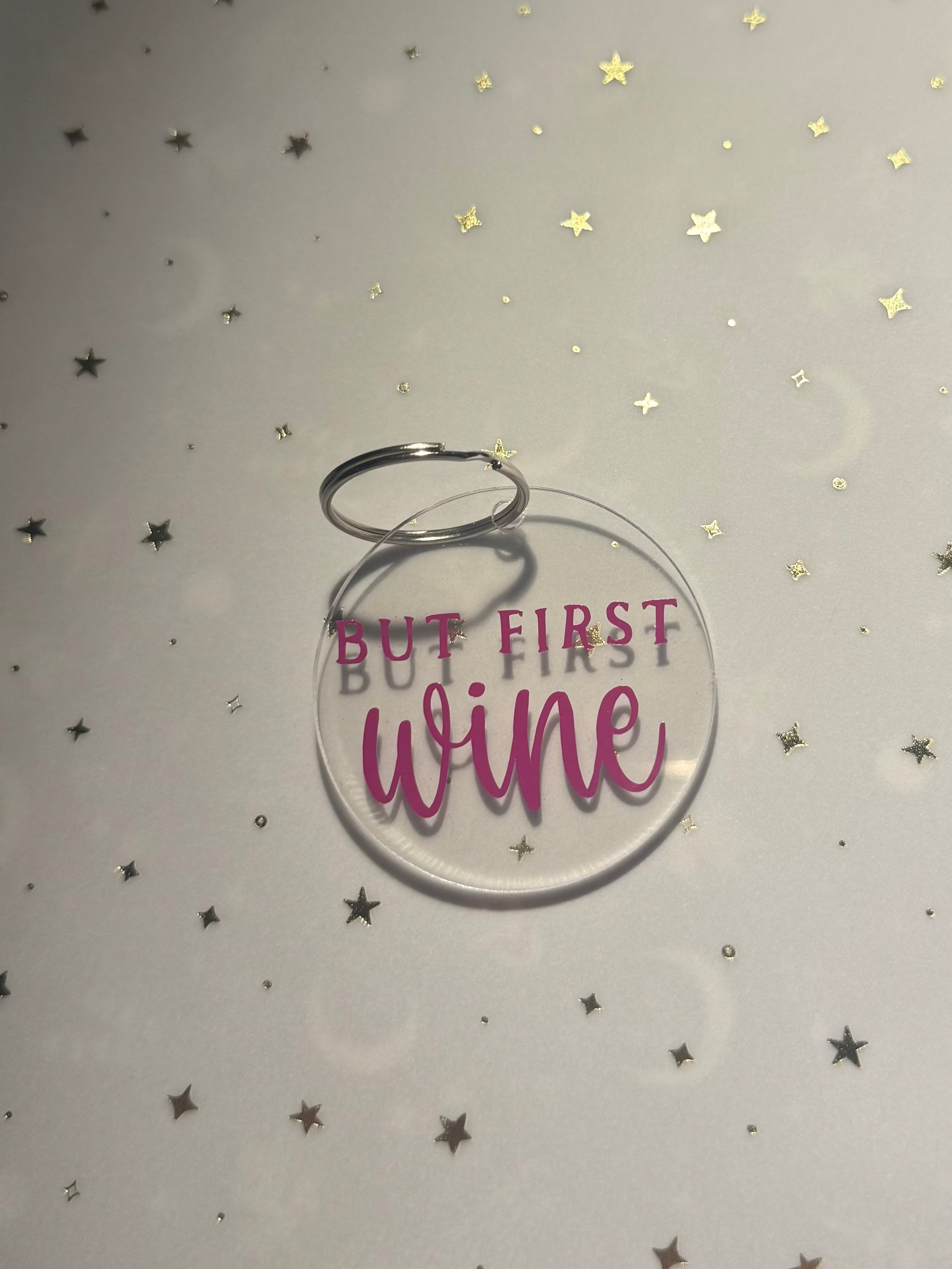 “But First, Wine” - keychain